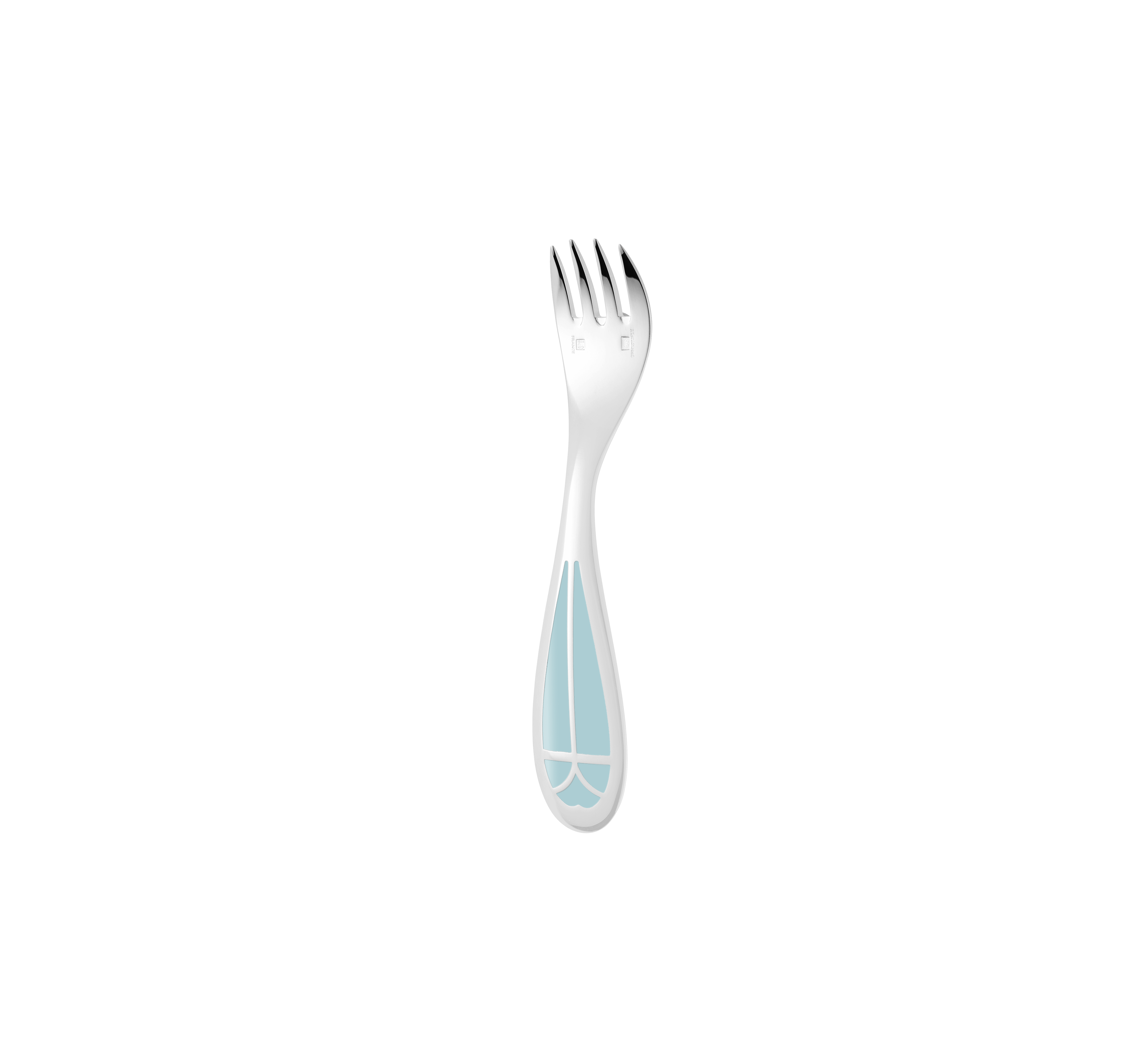 Silver-Plated Baby Spoon & Fork Set - Ice Blue Talisman